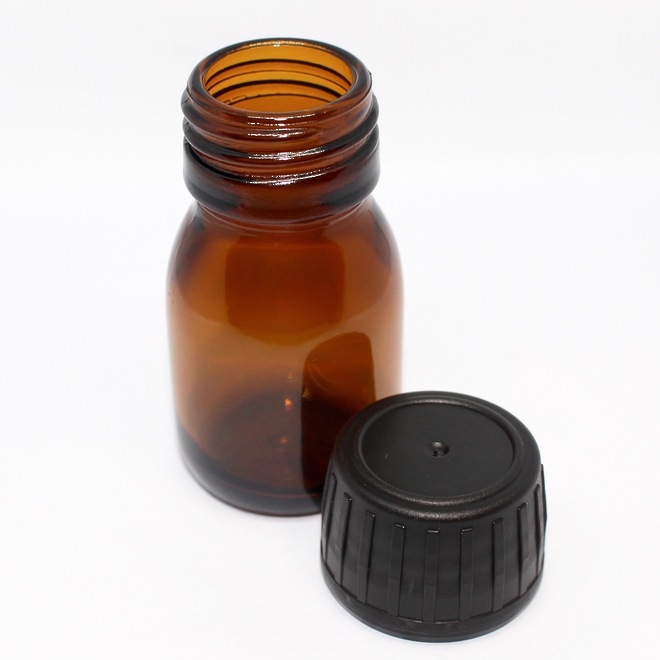 Amber glass bottle & black cap: 30ml image 0